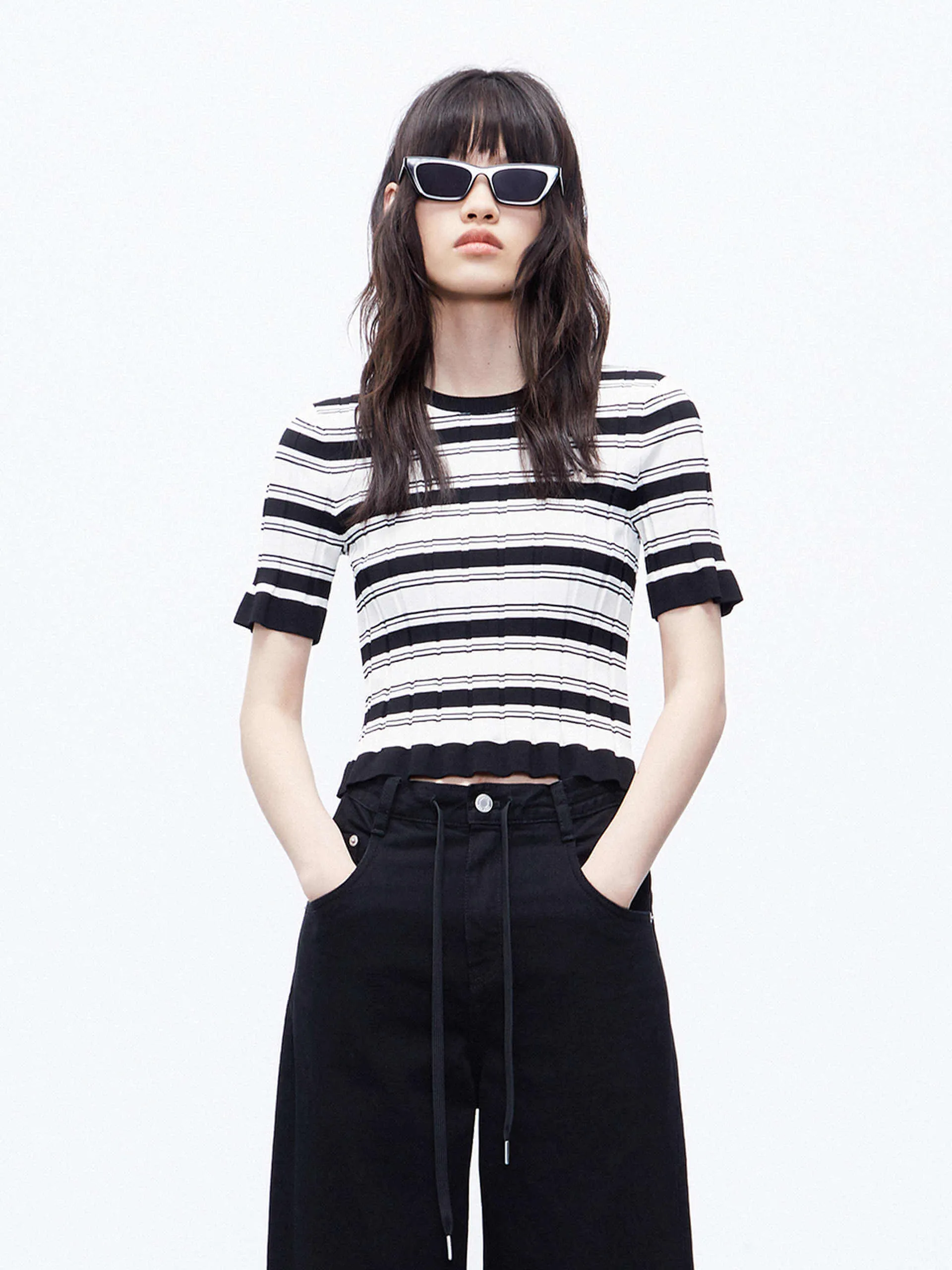 Textured Stripe Knit Top