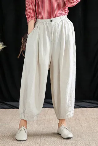 The new summer plus-size haren pants are hemp pants for women 190163