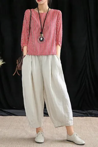The new summer plus-size haren pants are hemp pants for women 190163