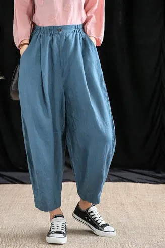 The new summer plus-size haren pants are hemp pants for women 190163