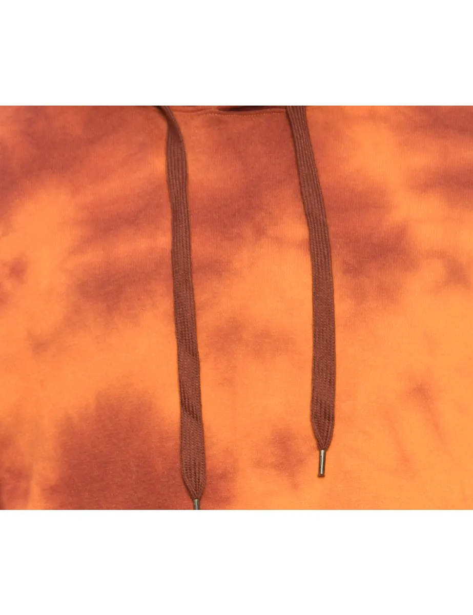 Tie-Dye Brown & Orange Hooded Sweatshirt - M
