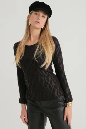TIMELESS LEATHER TREND LS ELASTIC CUFF TOP