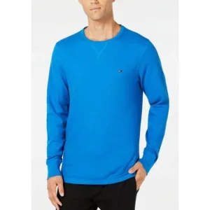 Tommy Hilfiger Men's Blue Textured Logo Casual Thermal Shirt Top Ultra Blue