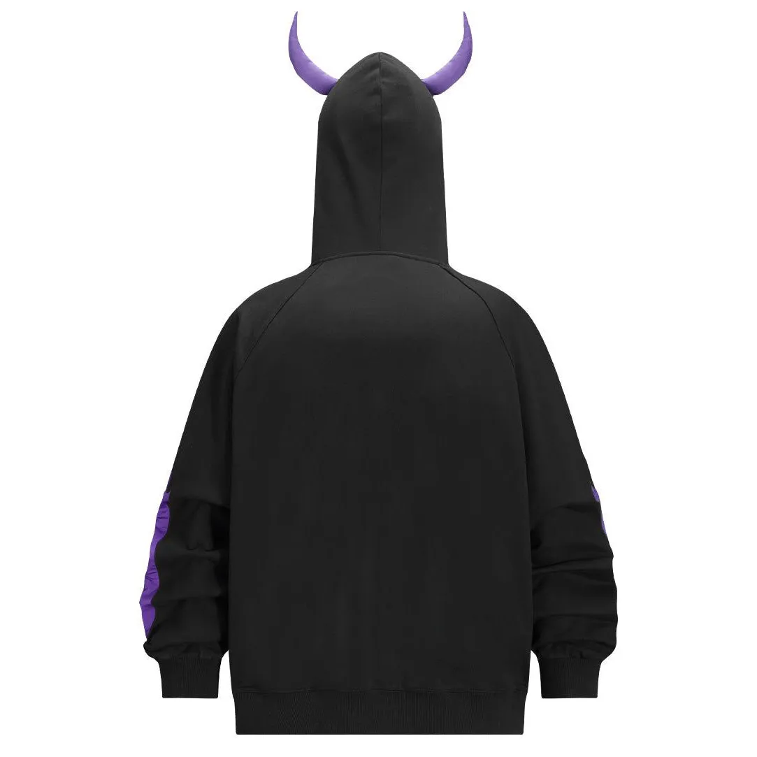 Trendy retro printed full zip hoodie
