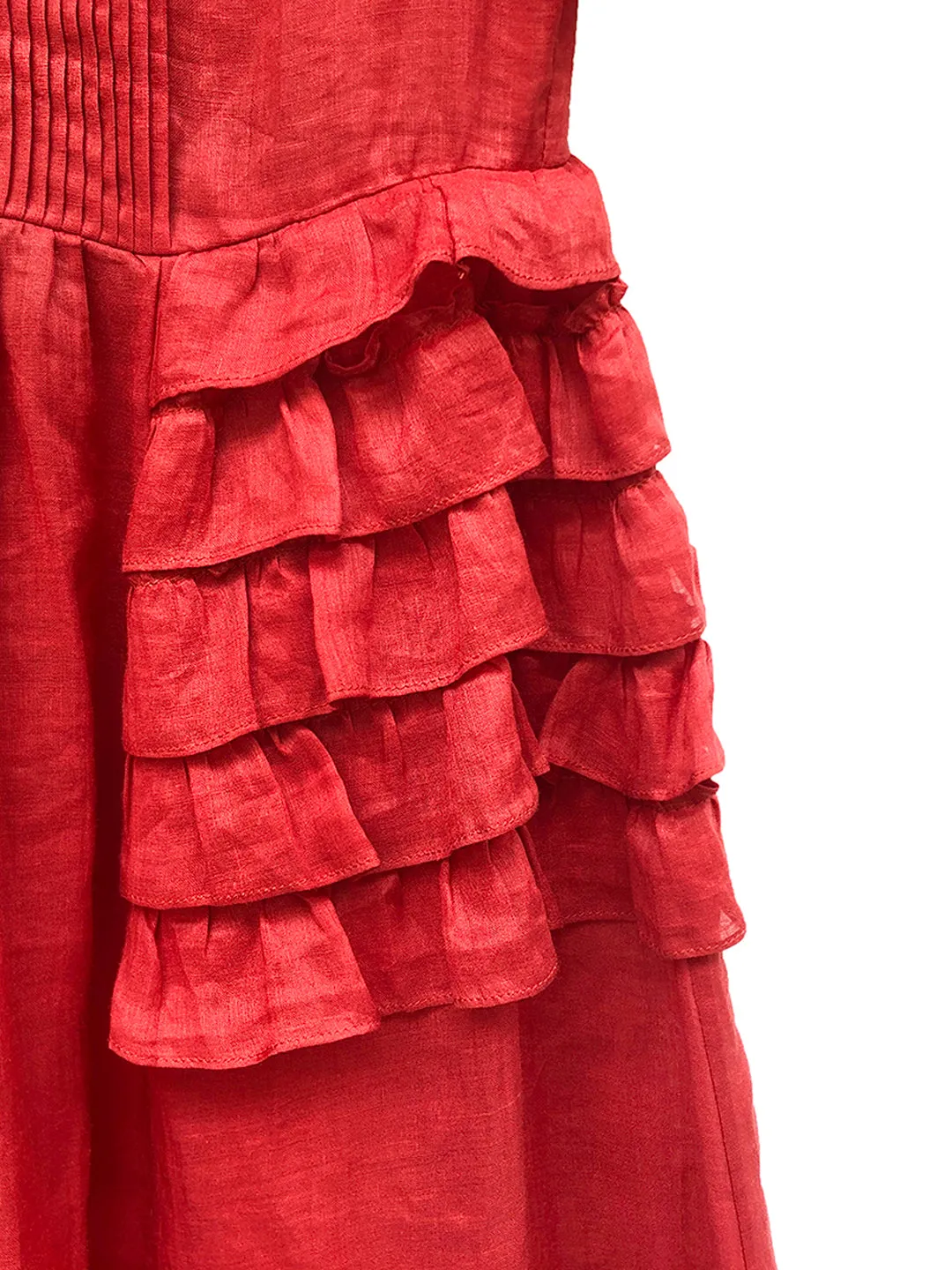 Unlogical Poem Victorian Style Ruffled Red/Black/Pink Ramie Dress