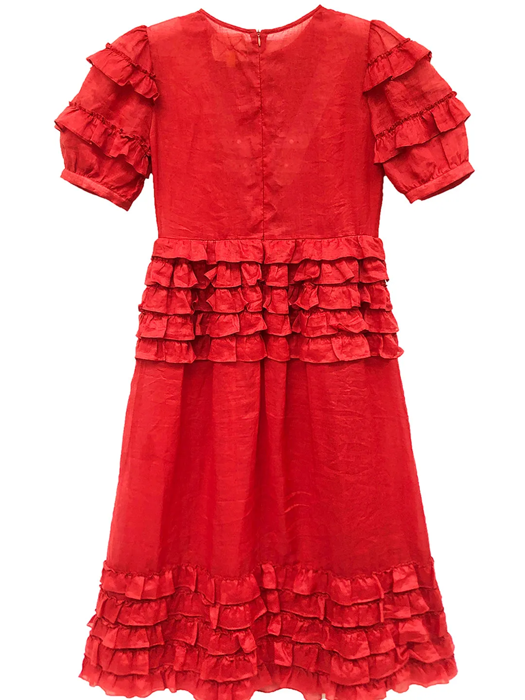 Unlogical Poem Victorian Style Ruffled Red/Black/Pink Ramie Dress