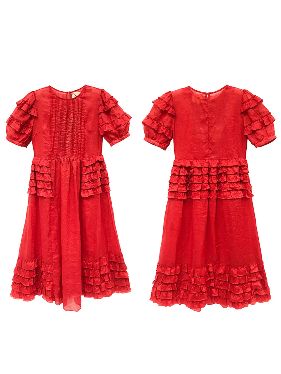 Unlogical Poem Victorian Style Ruffled Red/Black/Pink Ramie Dress