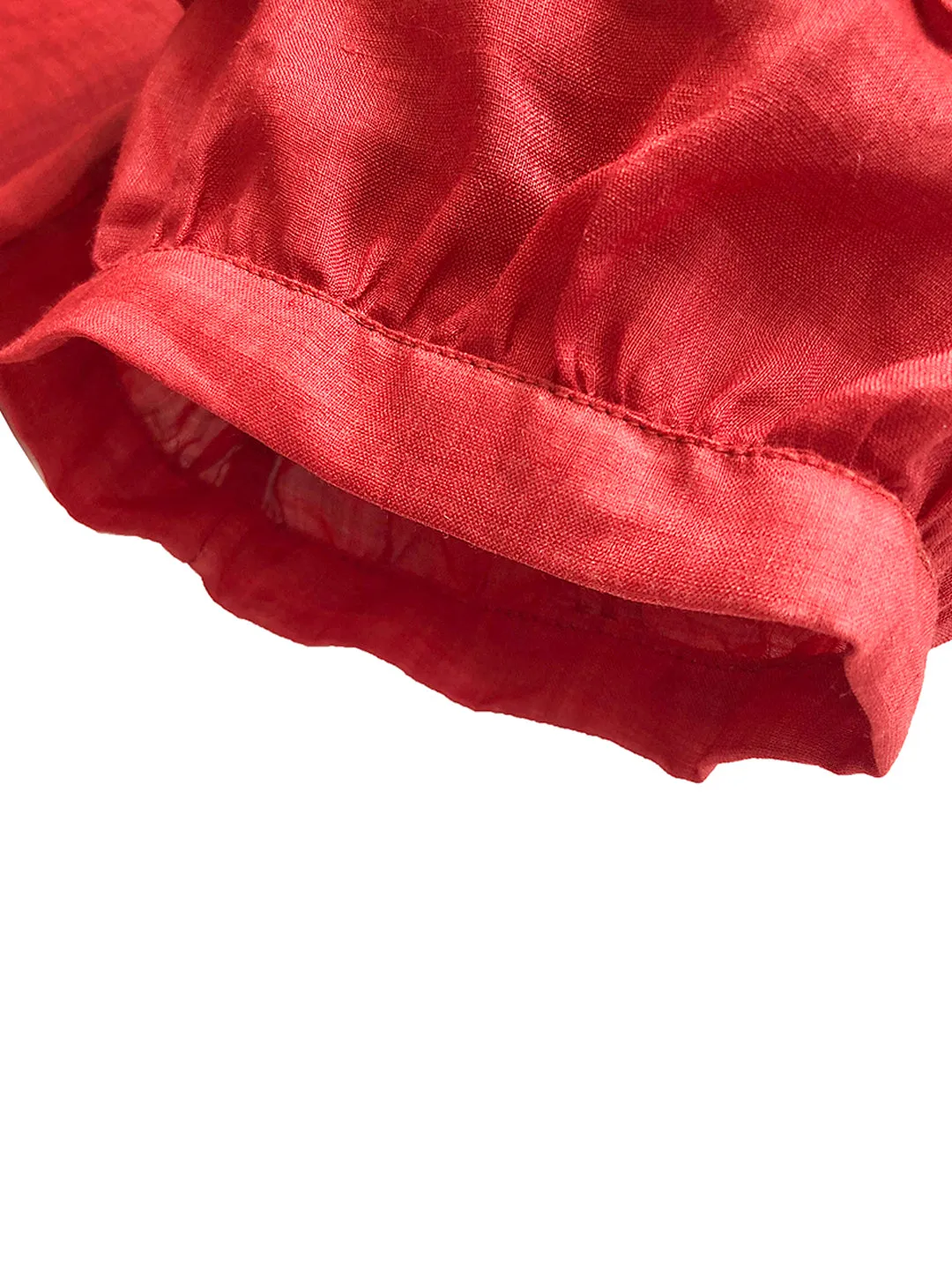 Unlogical Poem Victorian Style Ruffled Red/Black/Pink Ramie Dress