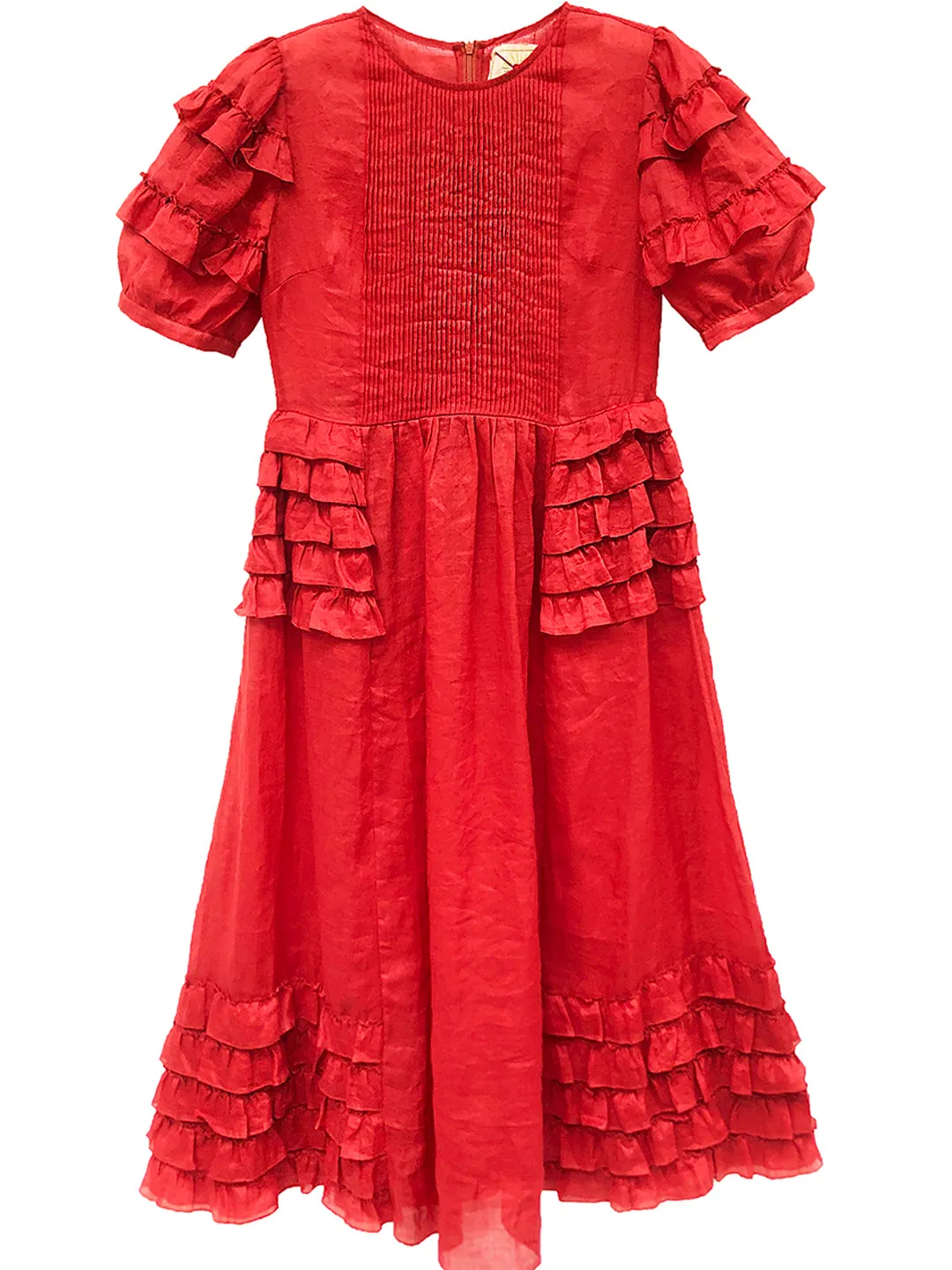 Unlogical Poem Victorian Style Ruffled Red/Black/Pink Ramie Dress