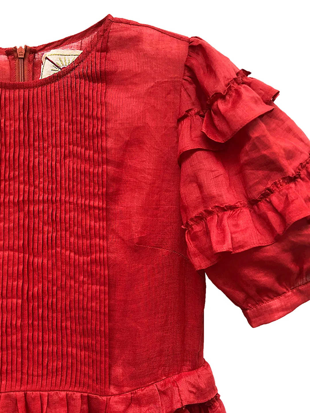 Unlogical Poem Victorian Style Ruffled Red/Black/Pink Ramie Dress