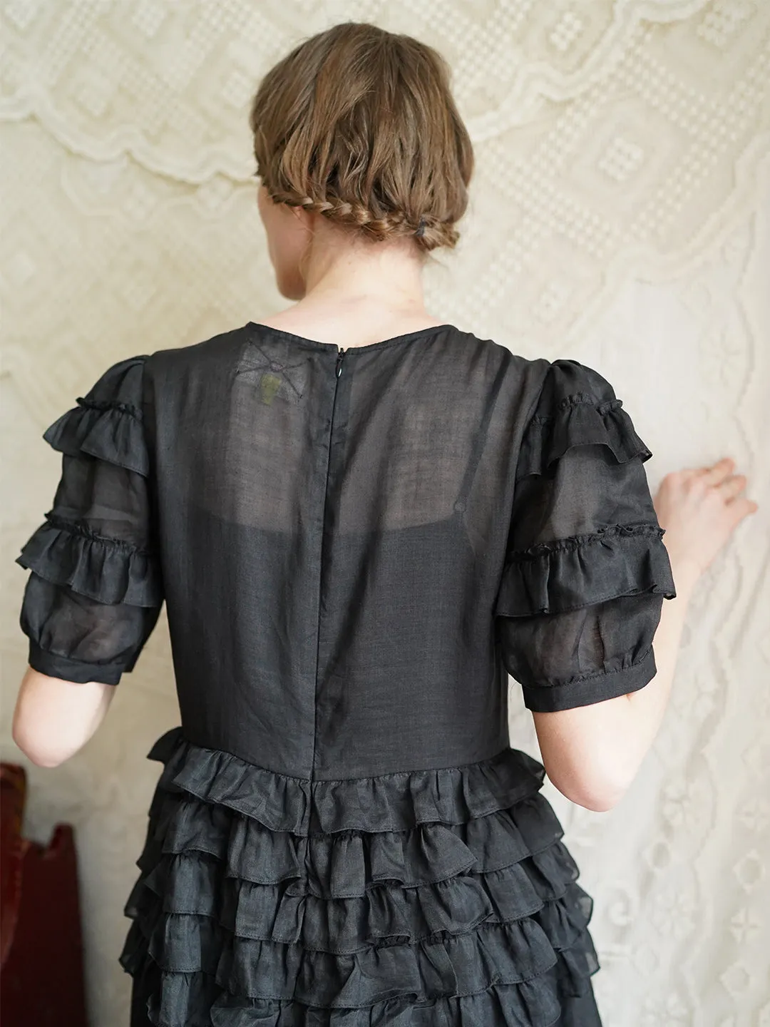 Unlogical Poem Victorian Style Ruffled Red/Black/Pink Ramie Dress