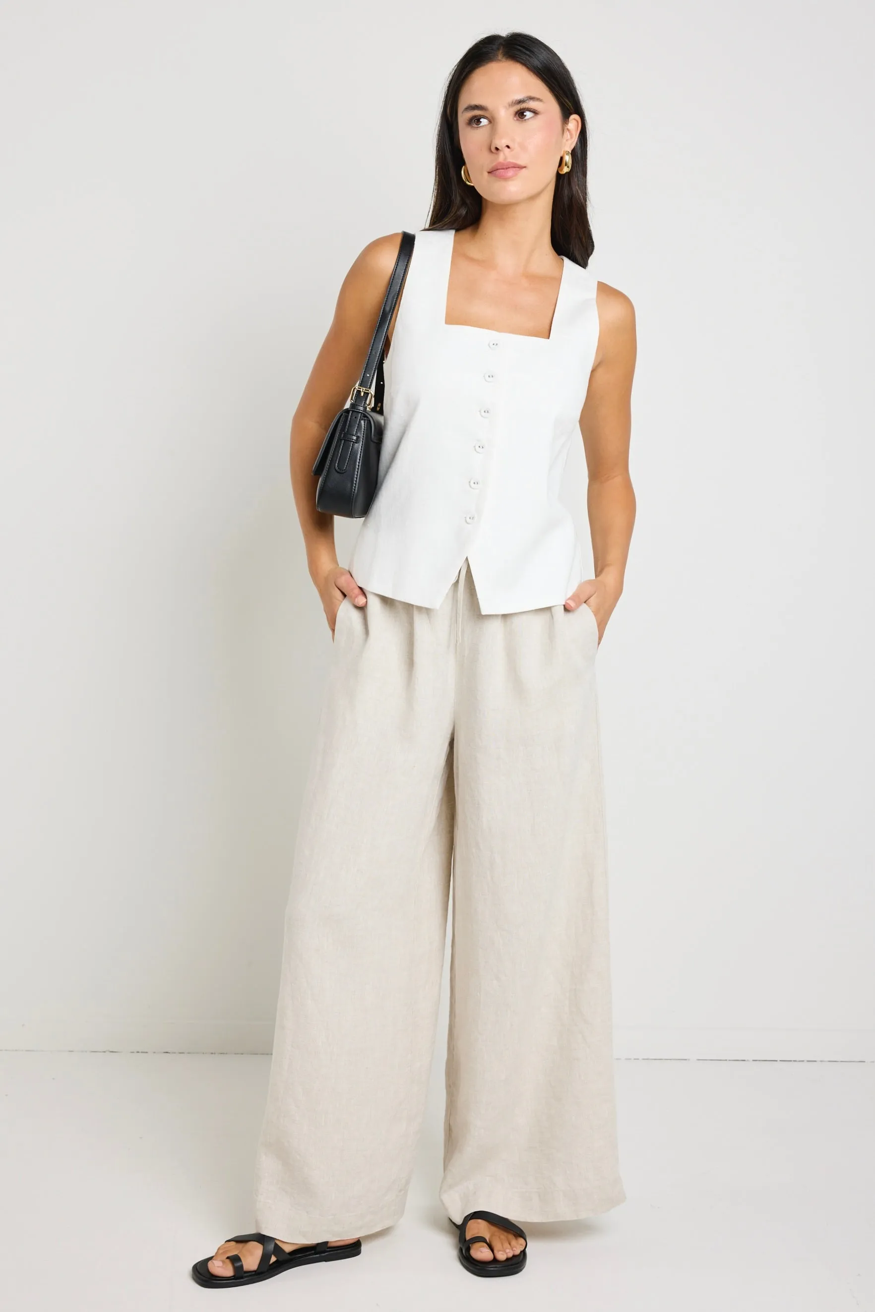 Viaduct Ivory Ramie Sleeveless Vest Top