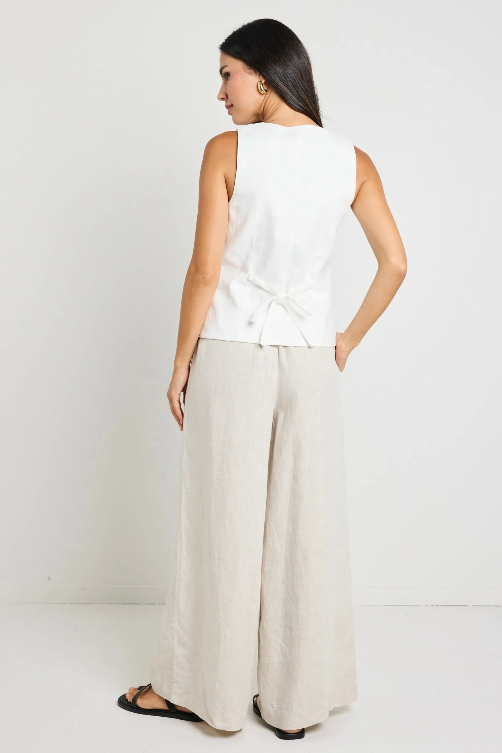 Viaduct Ivory Ramie Sleeveless Vest Top