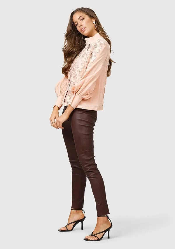 Victoriana blush lace blouse