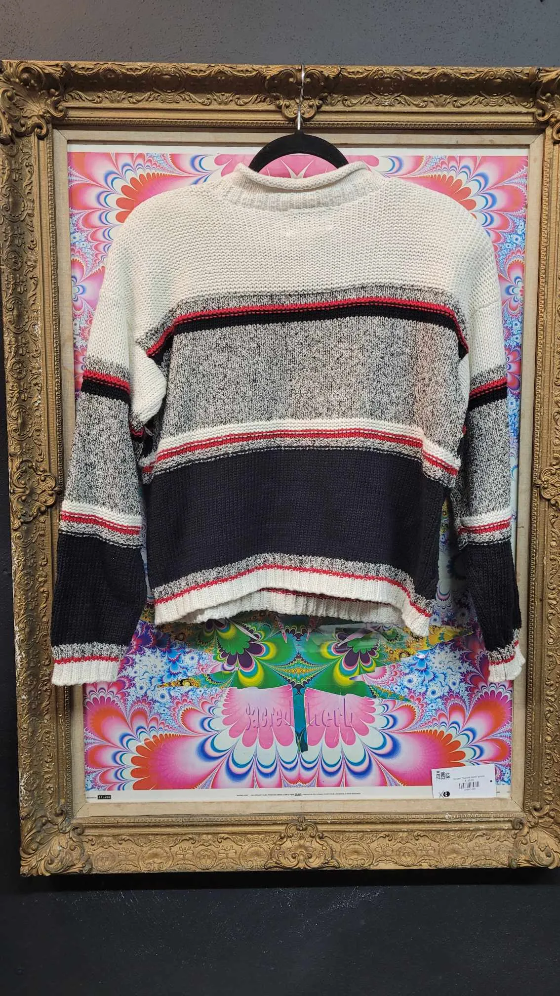 Vintage 90's White, Red, and Black Argyle Sweater
