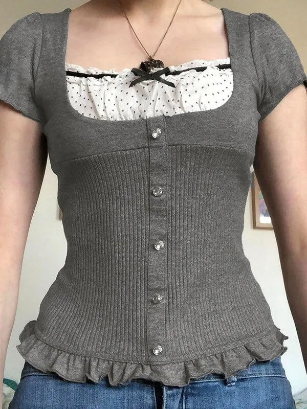 Vintage aesthetic knit top