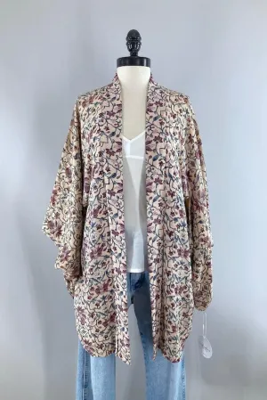 Vintage Classical Floral Silk Kimono Cardigan