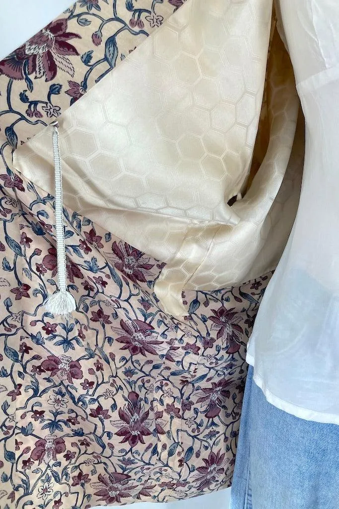 Vintage Classical Floral Silk Kimono Cardigan