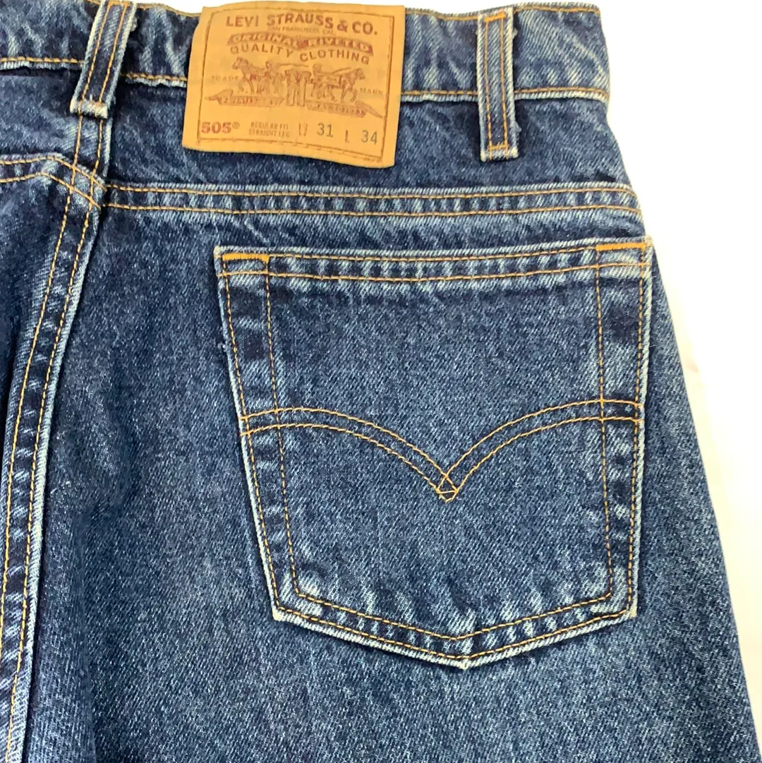 Vintage Levi’s 505 Denim Dark Blue Jeans  - 31in