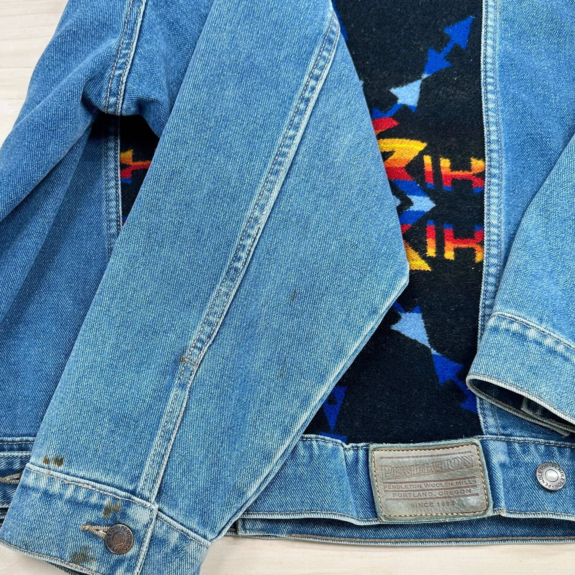 Vintage Pendleton Southwestern Wool Denim Jacket Men's Small