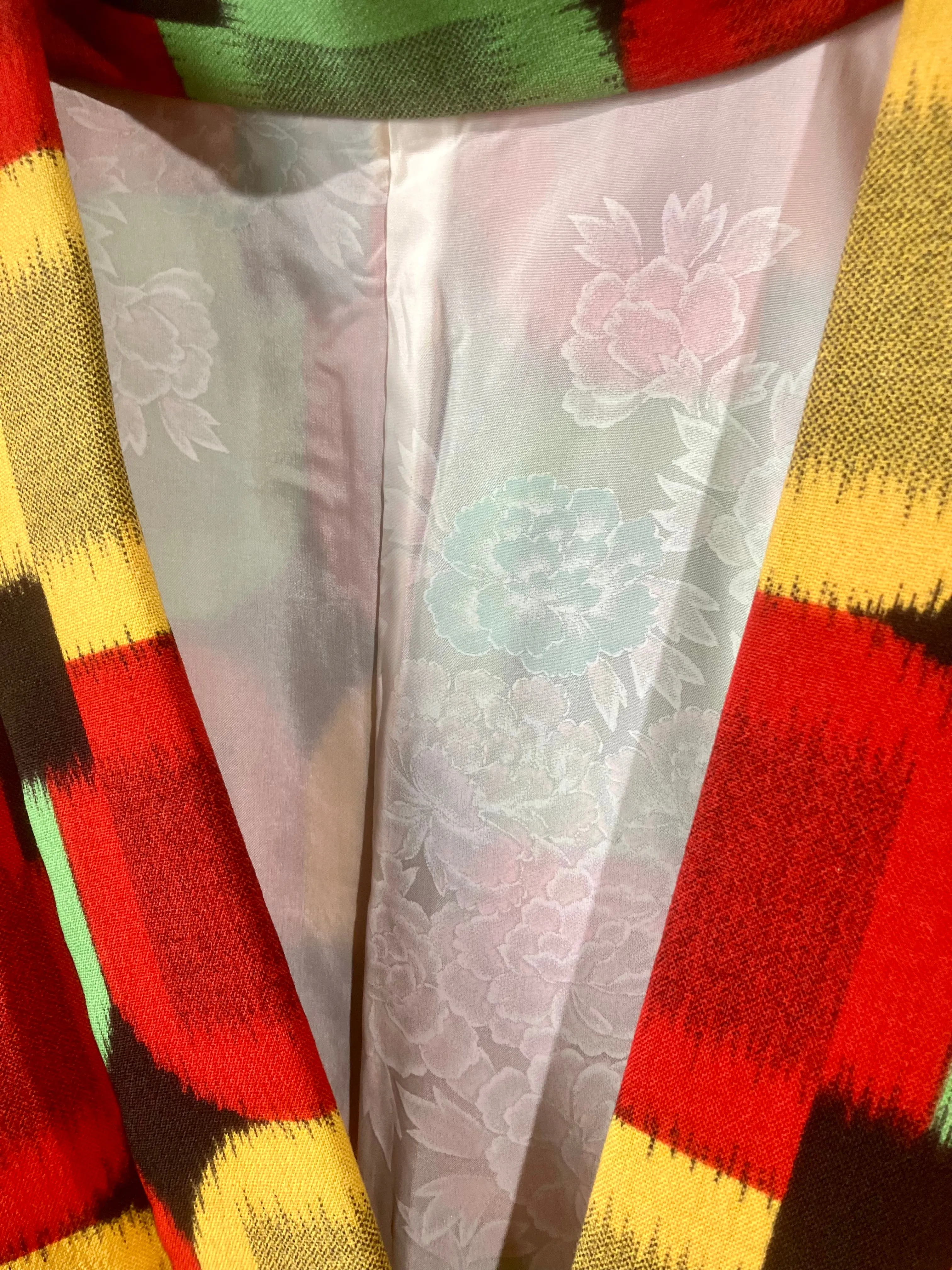 Vintage Red, Green, Black and Yellow Kimono