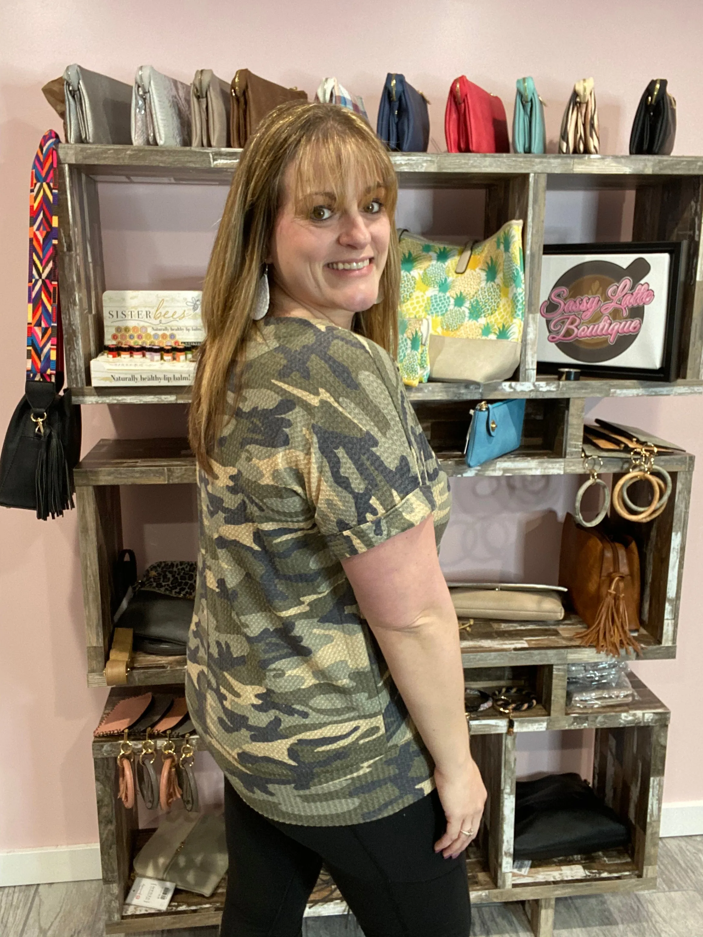 Waffle Knit Camo Top