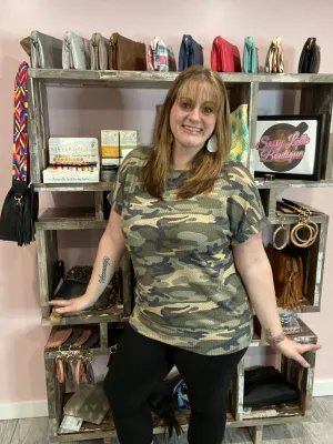 Waffle Knit Camo Top