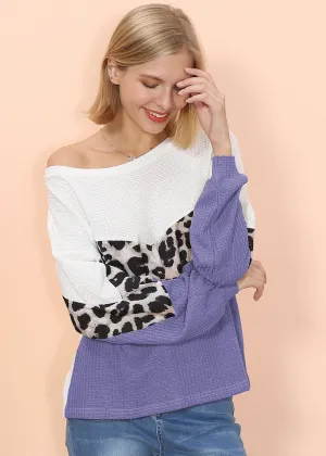 Waffle Knit Cheetah Print Long Sleeve