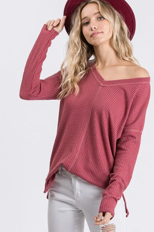 Waffle Knit Neck Top