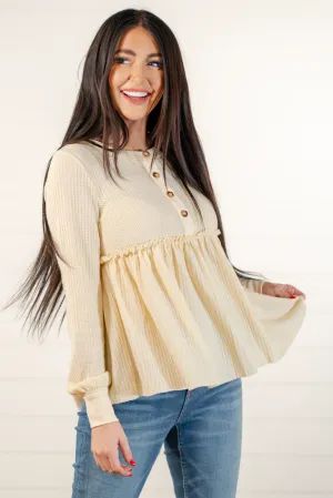 Waffle Knit Pleated | Top