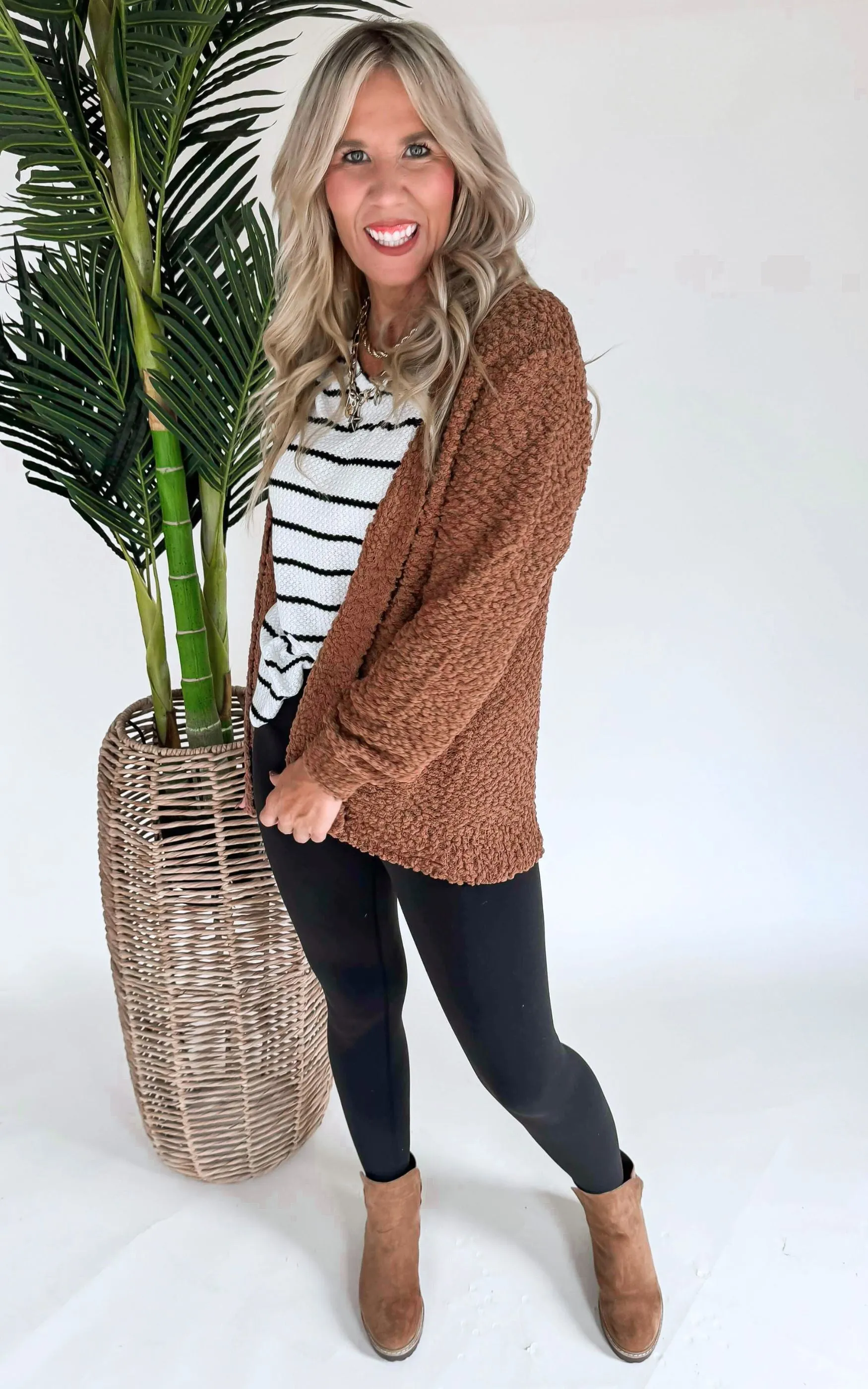 Waffle Knit Striped Top*