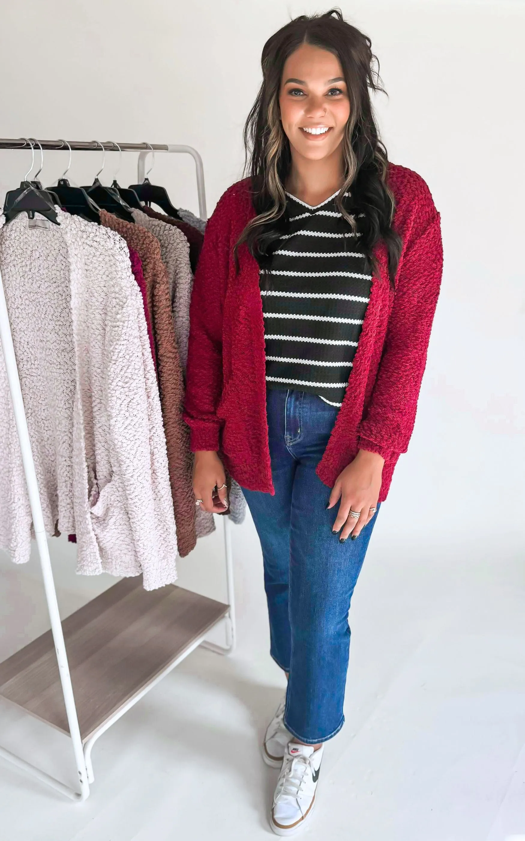 Waffle Knit Striped Top*