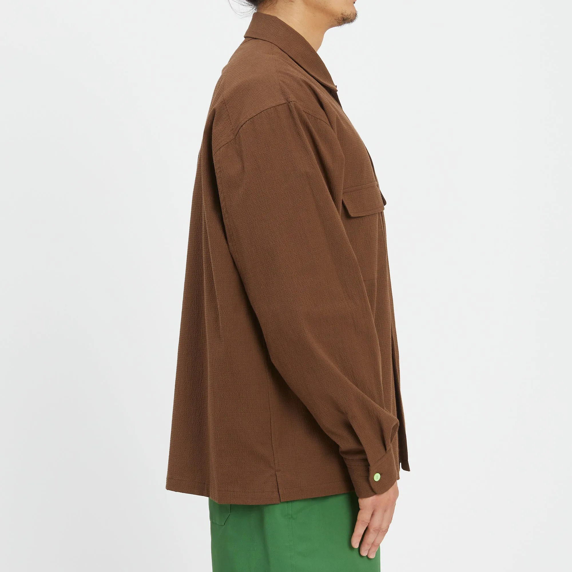 Warrick Shirt - Brown Puckered Cotton