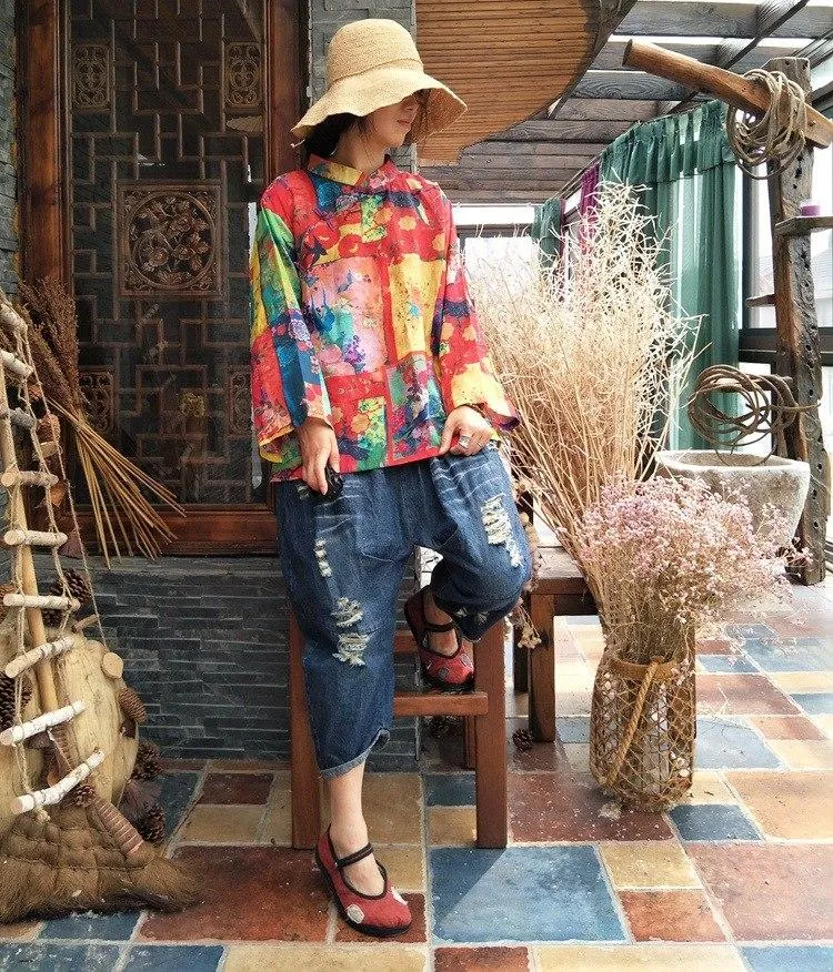 Watercolor Wrap Ramie Shirt