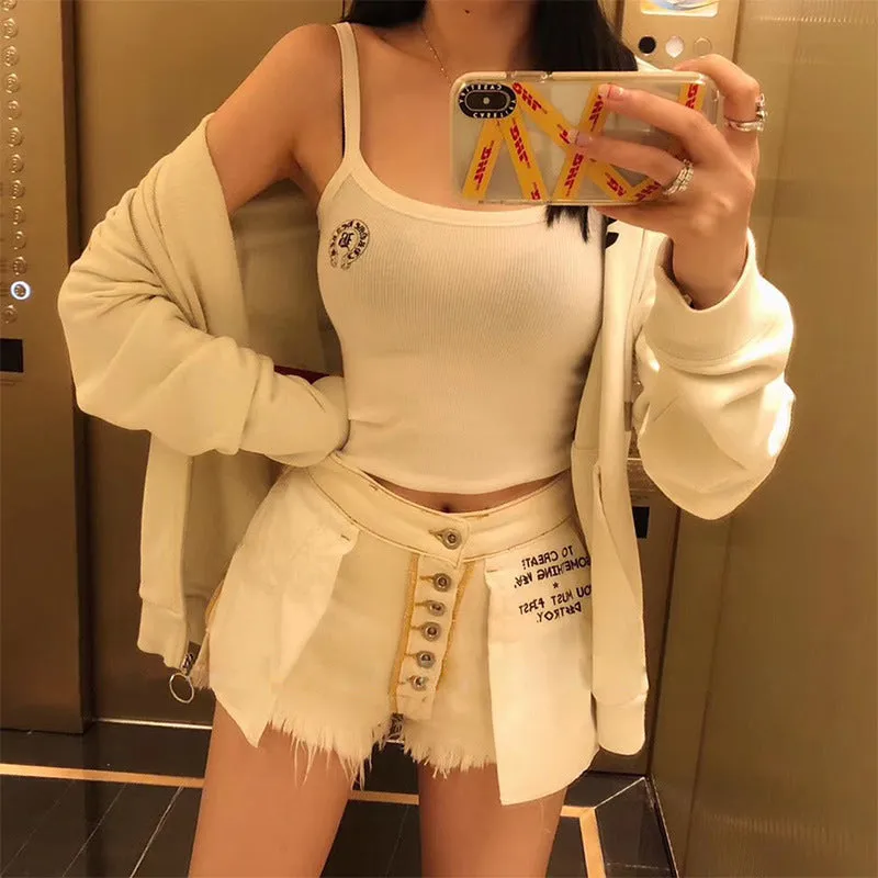 White Denim Short Pants