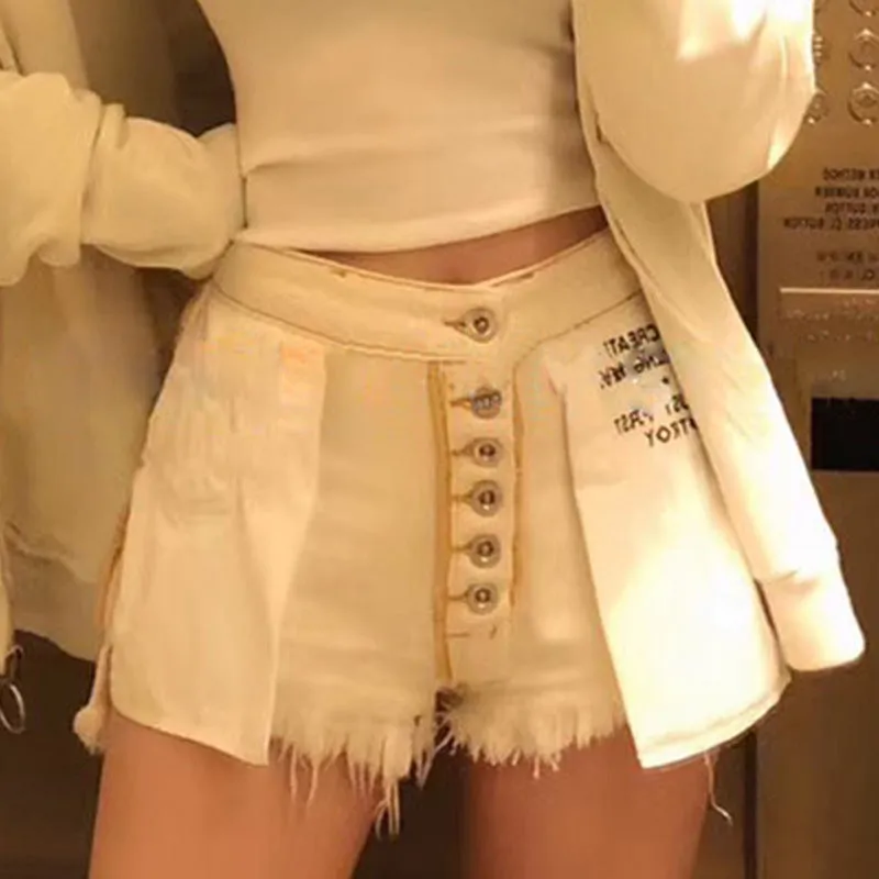 White Denim Short Pants