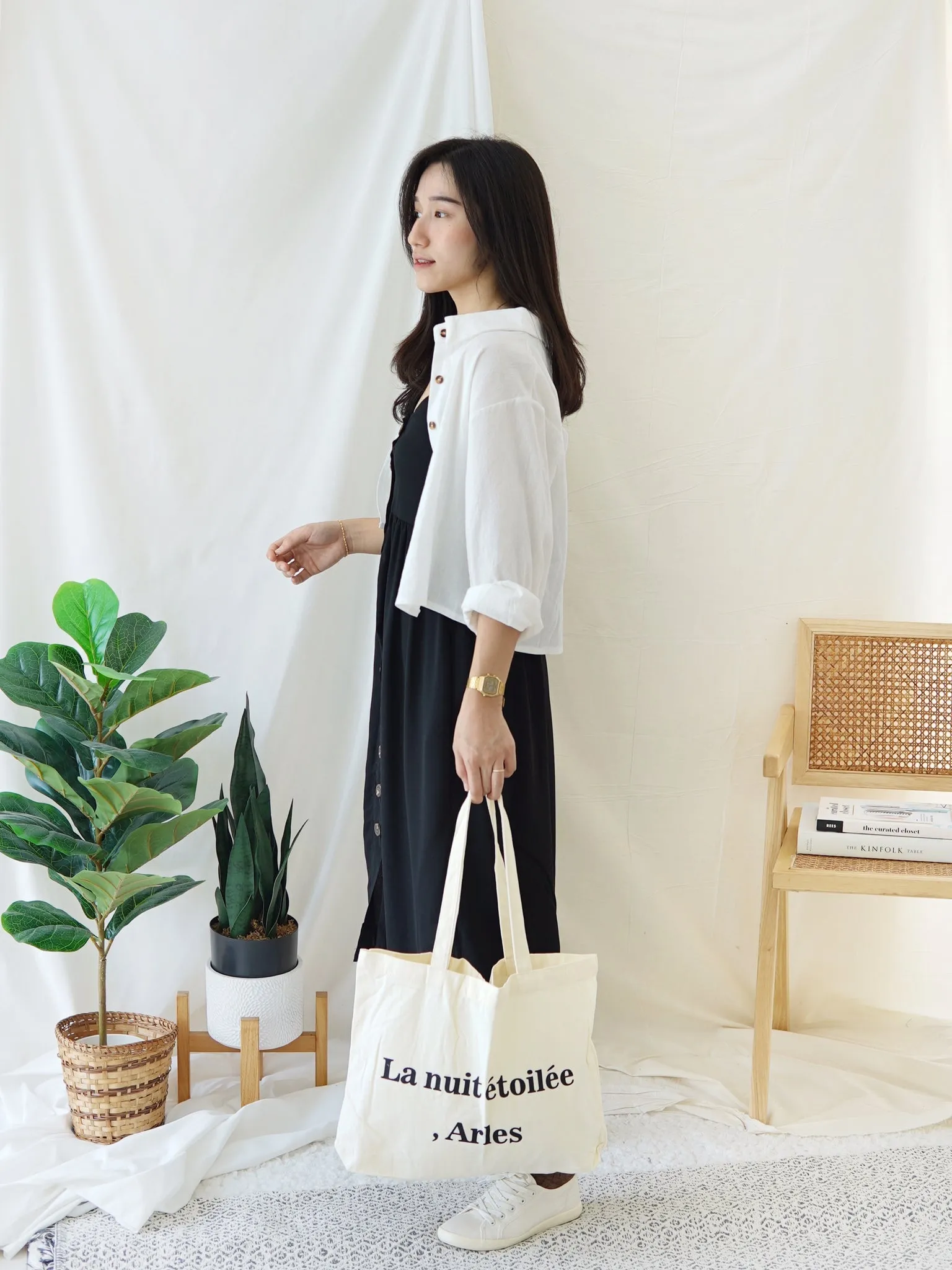 White Linen Button Outer / Top