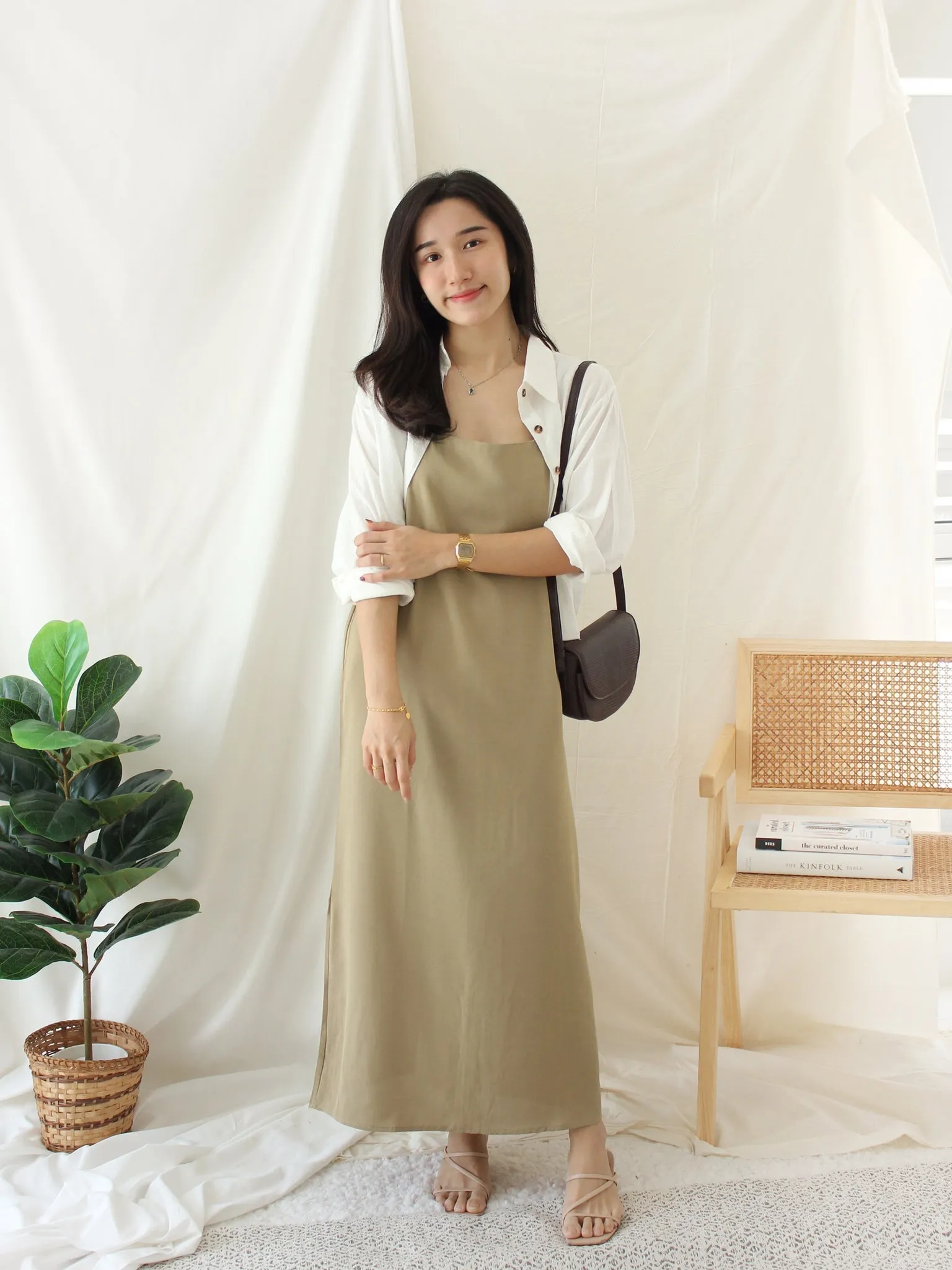White Linen Button Outer / Top