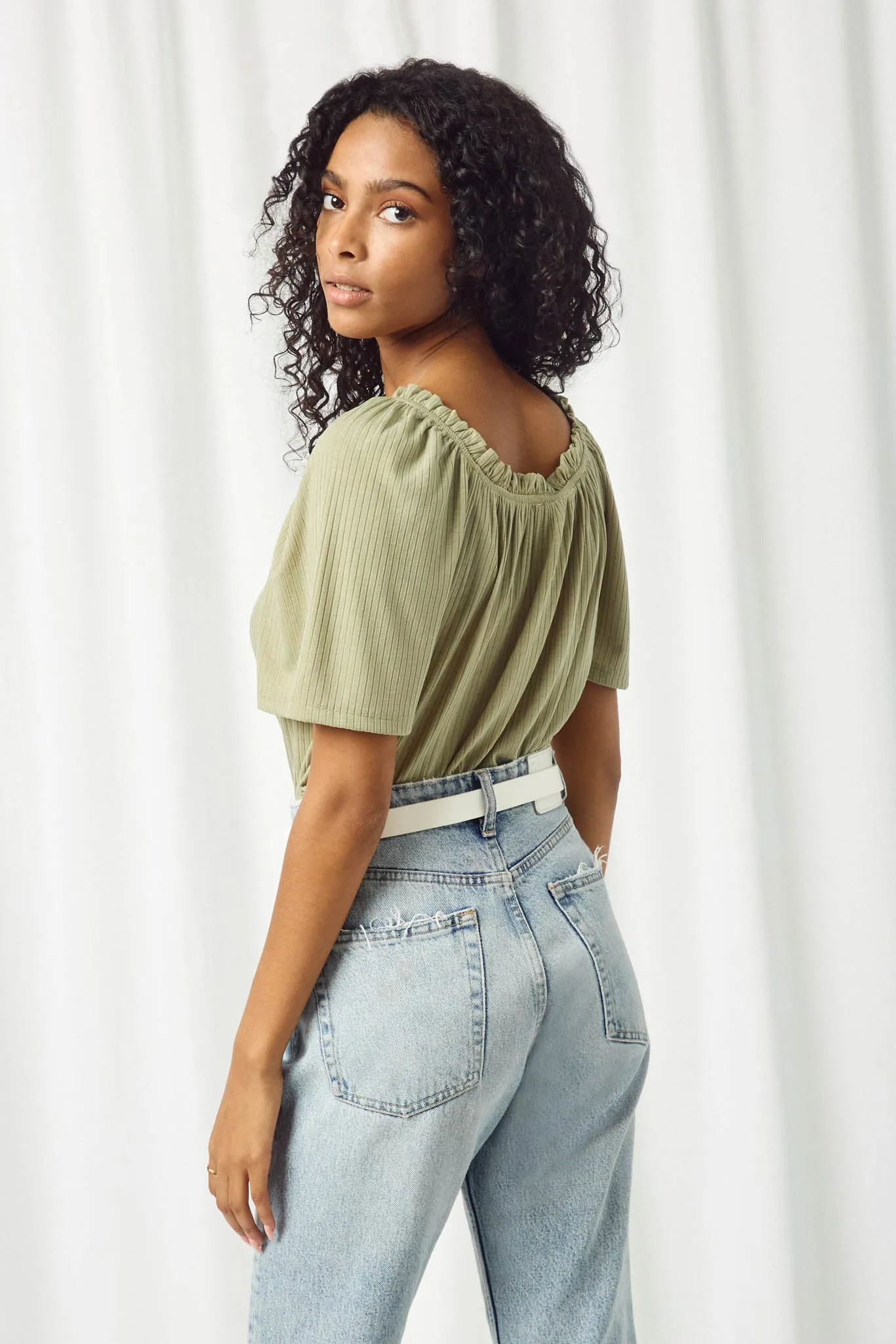 Wide Neck Knit Top