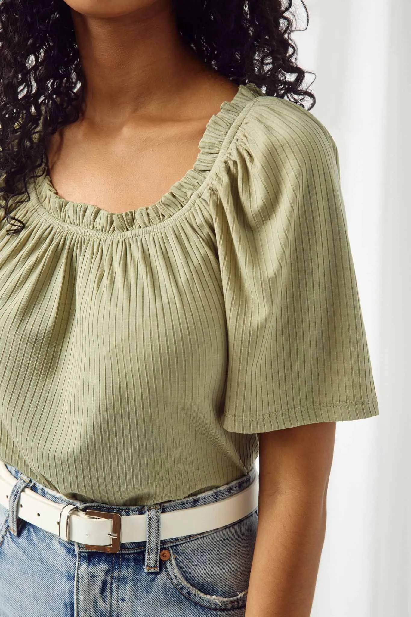 Wide Neck Knit Top