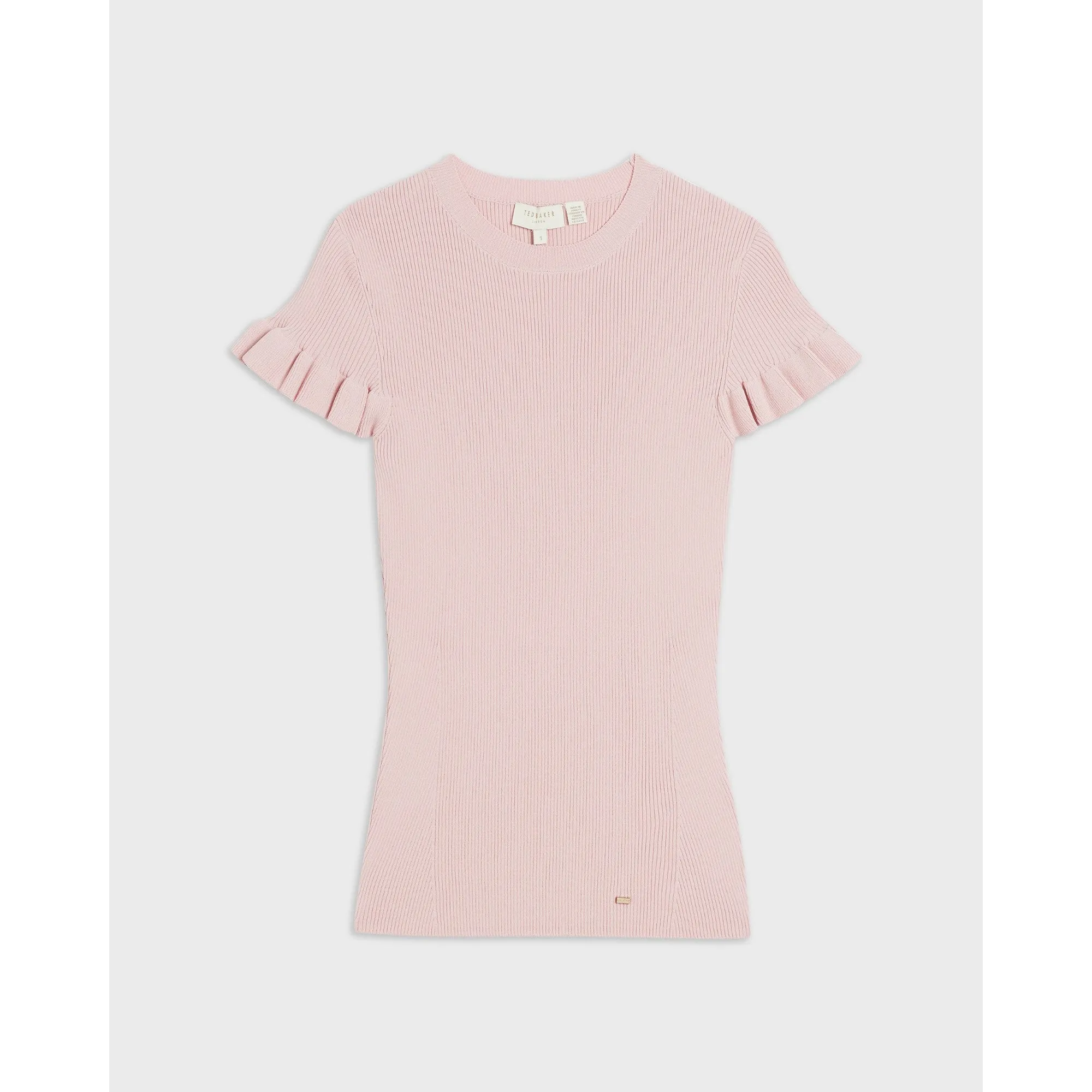 Women Wmk-Tashhaa-Frill Detail Rib Knit Top - Pl-Pink