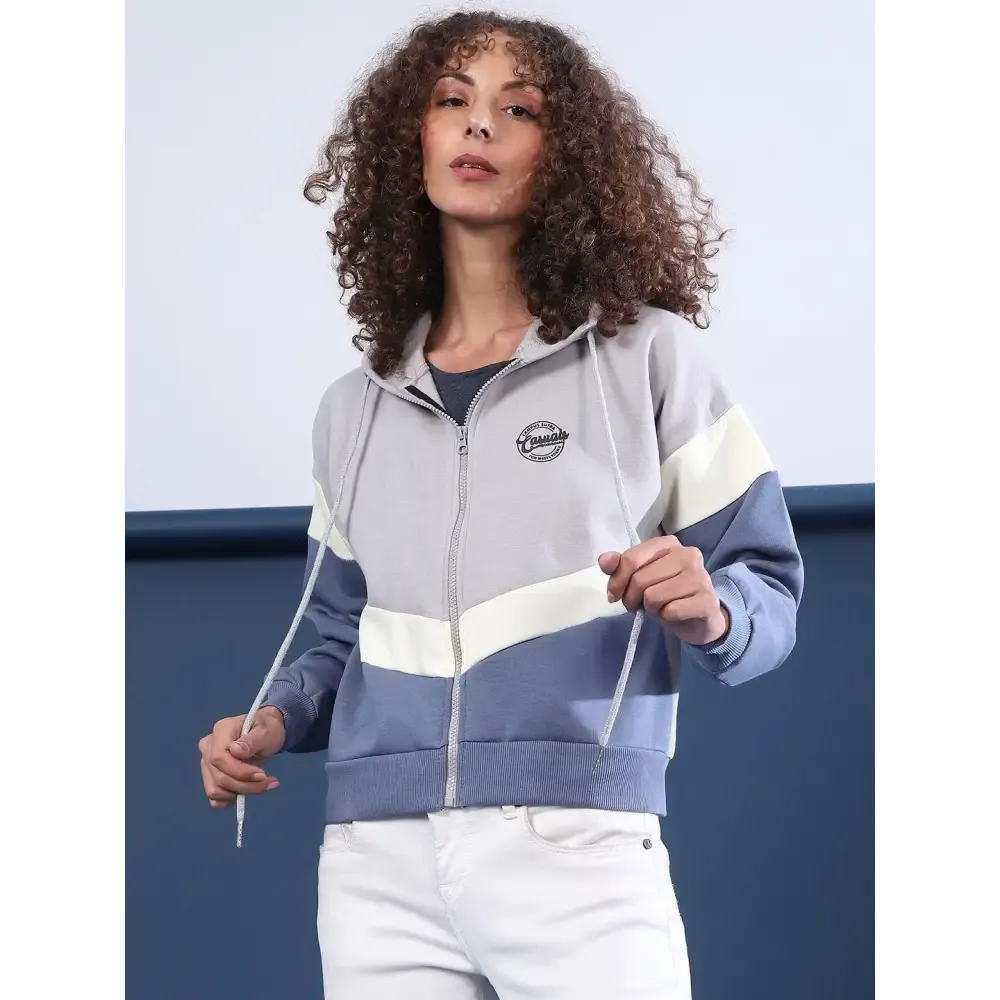 Women's Cotton Multicolor Color Block Sweatshirt