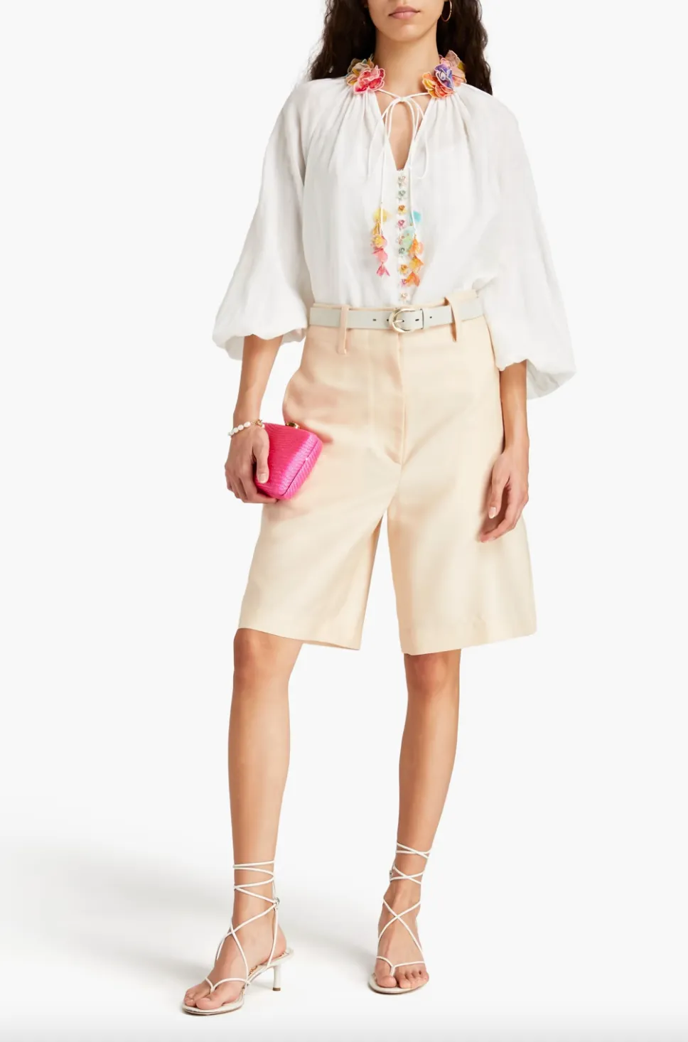 Zimmermann High Tide Lantern Crystal-Embellished Ramie Blouse
