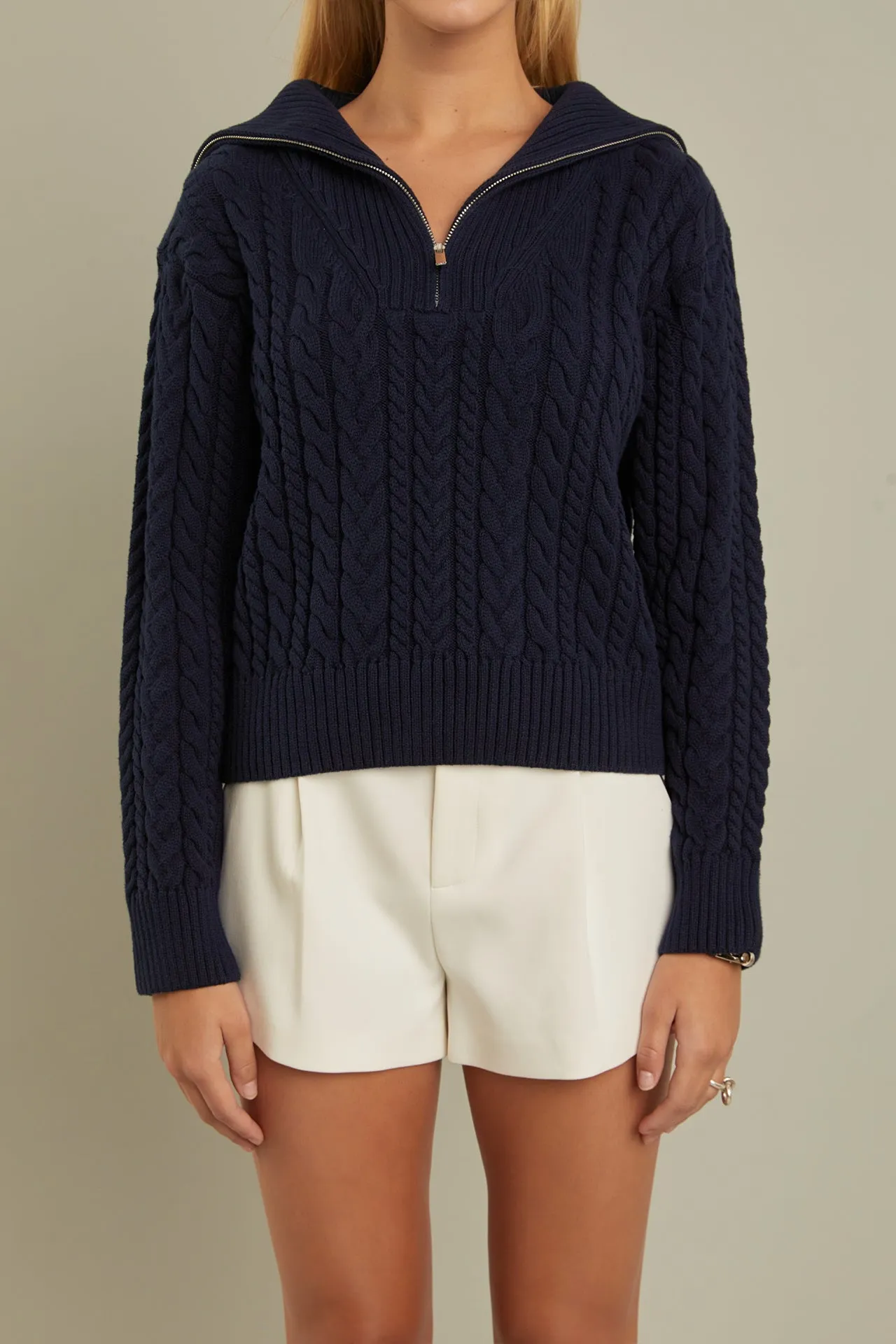 Zip Up Knit Top