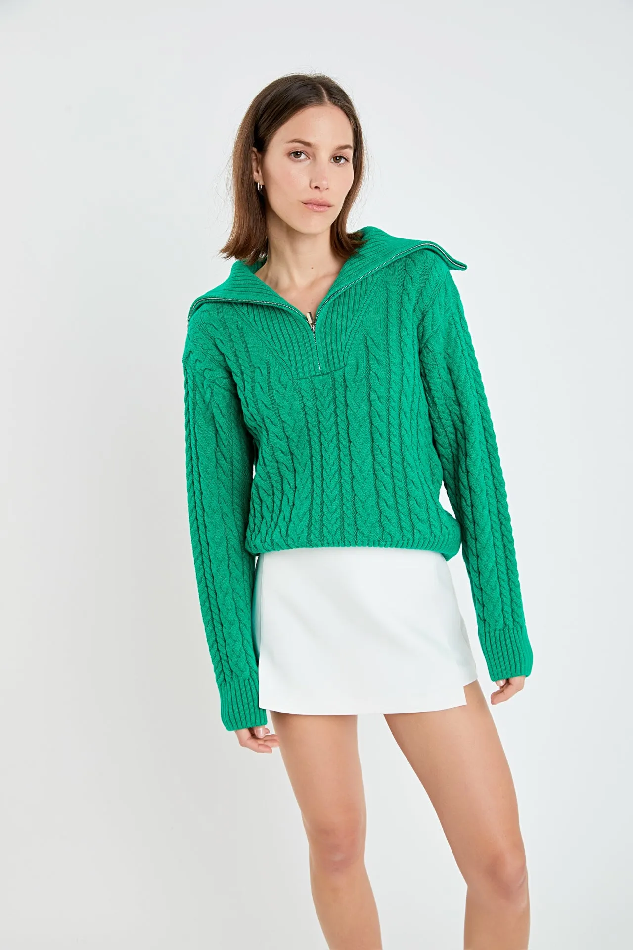 Zip Up Knit Top